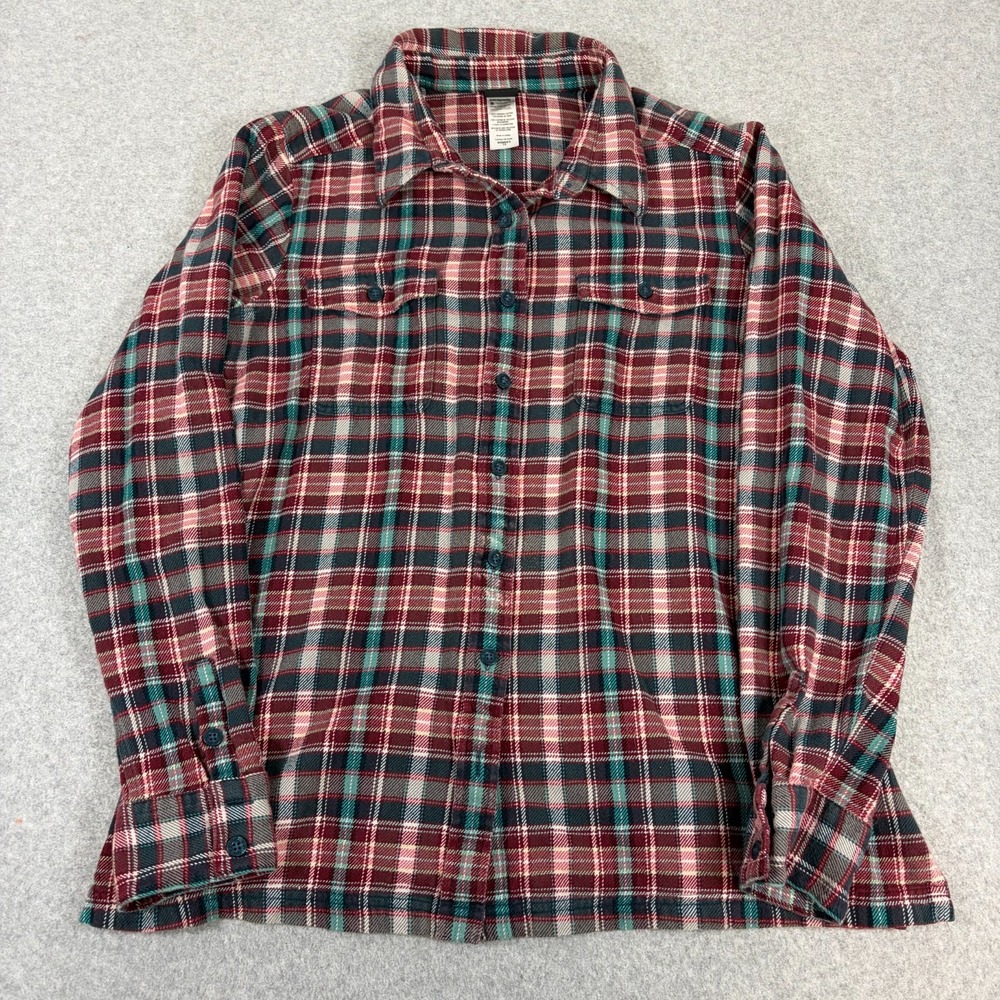 Patagonia Fjord Flannel Shirt Womens 14 Red Outdoors Hiking Casual